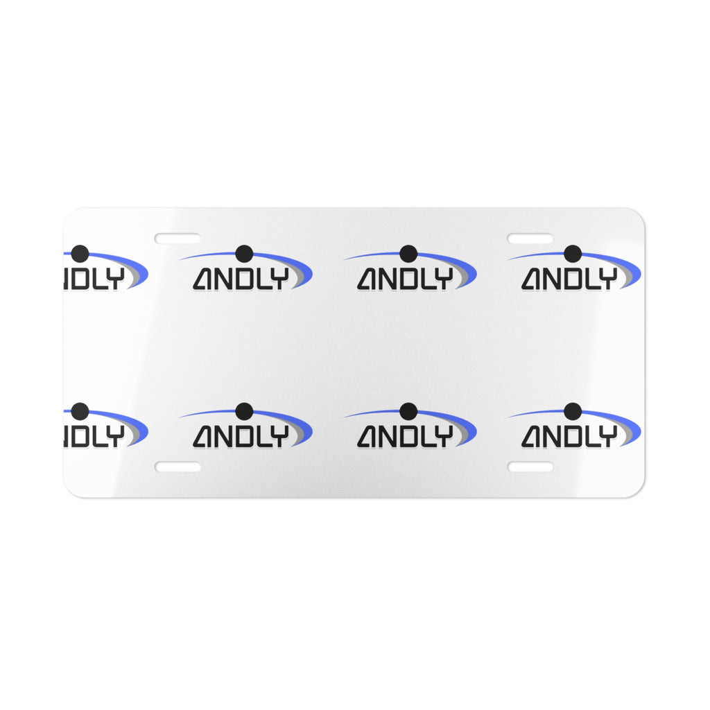 Custom Aluminum Vanity Plate — Repeating 'ANDLY' Logo Design