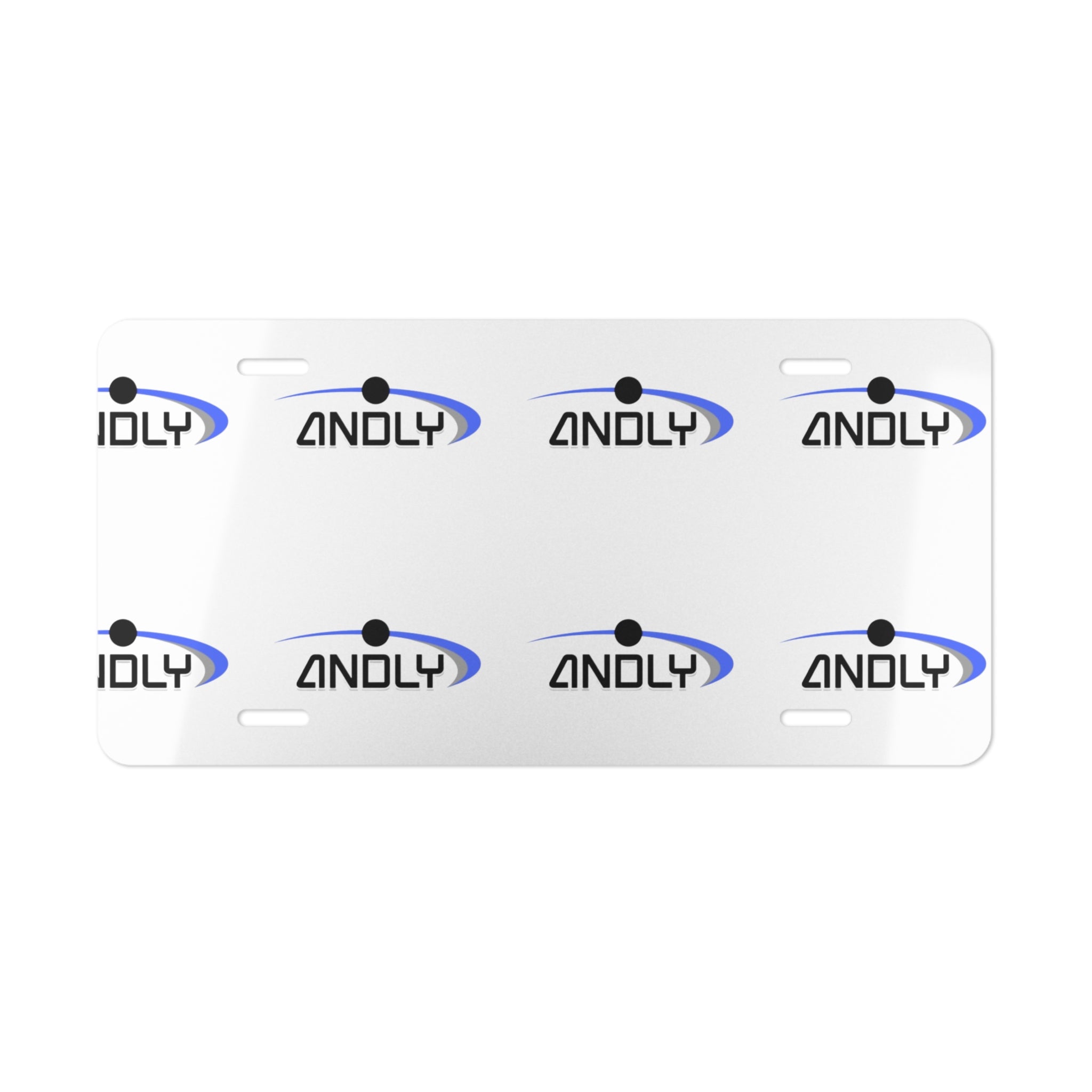 Custom Aluminum Vanity Plate — Repeating 'ANDLY' Logo Design