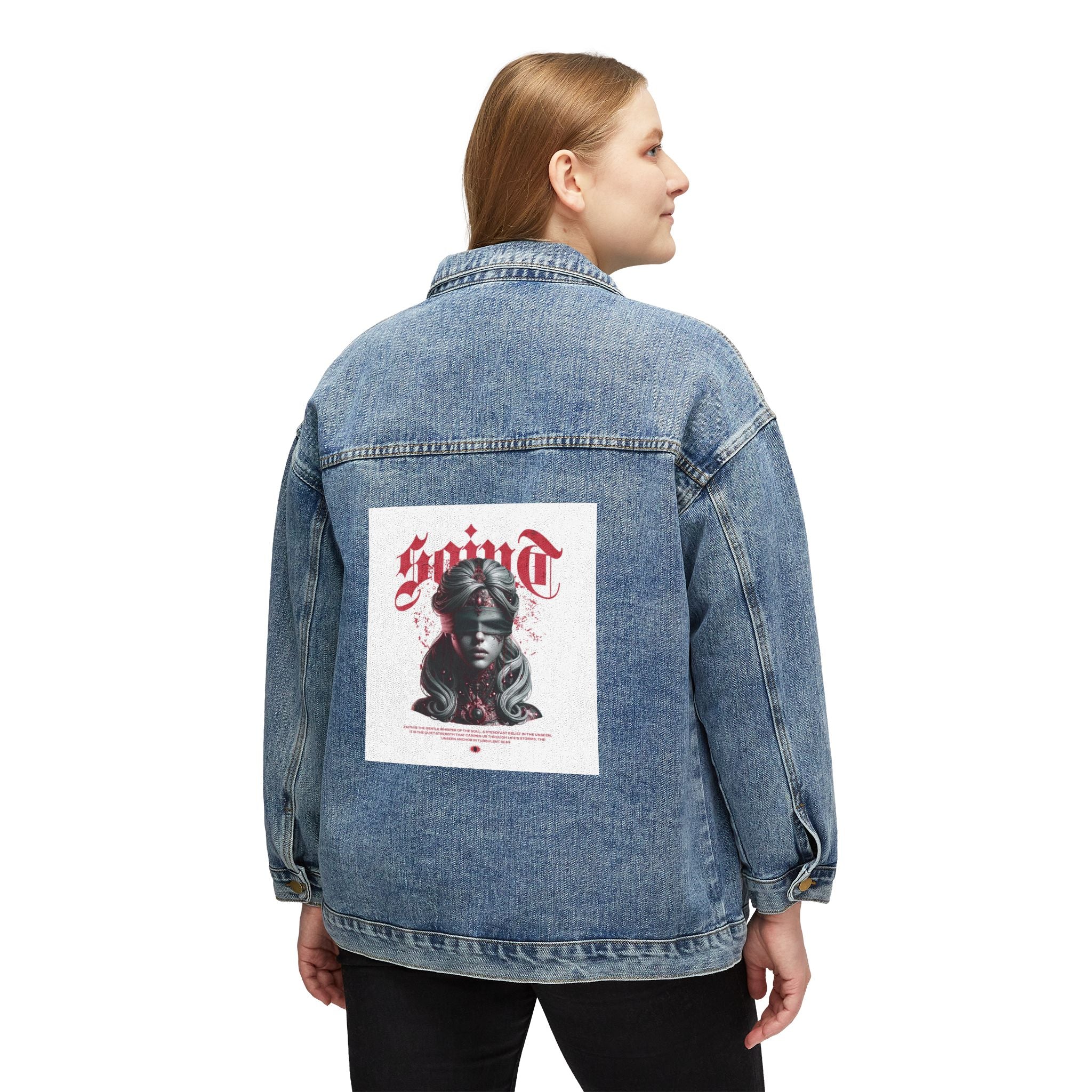 Denim Jacket — 'Spirit' Vintage Gothic Back Print Women's Denim Jacket