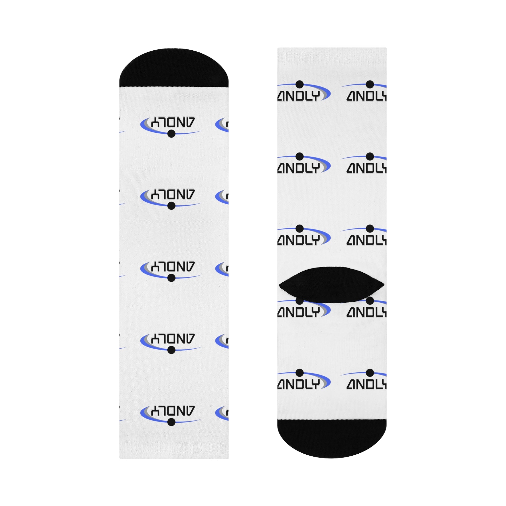 Cushioned Crew Socks — Branded Logo Pattern Comfort Socks