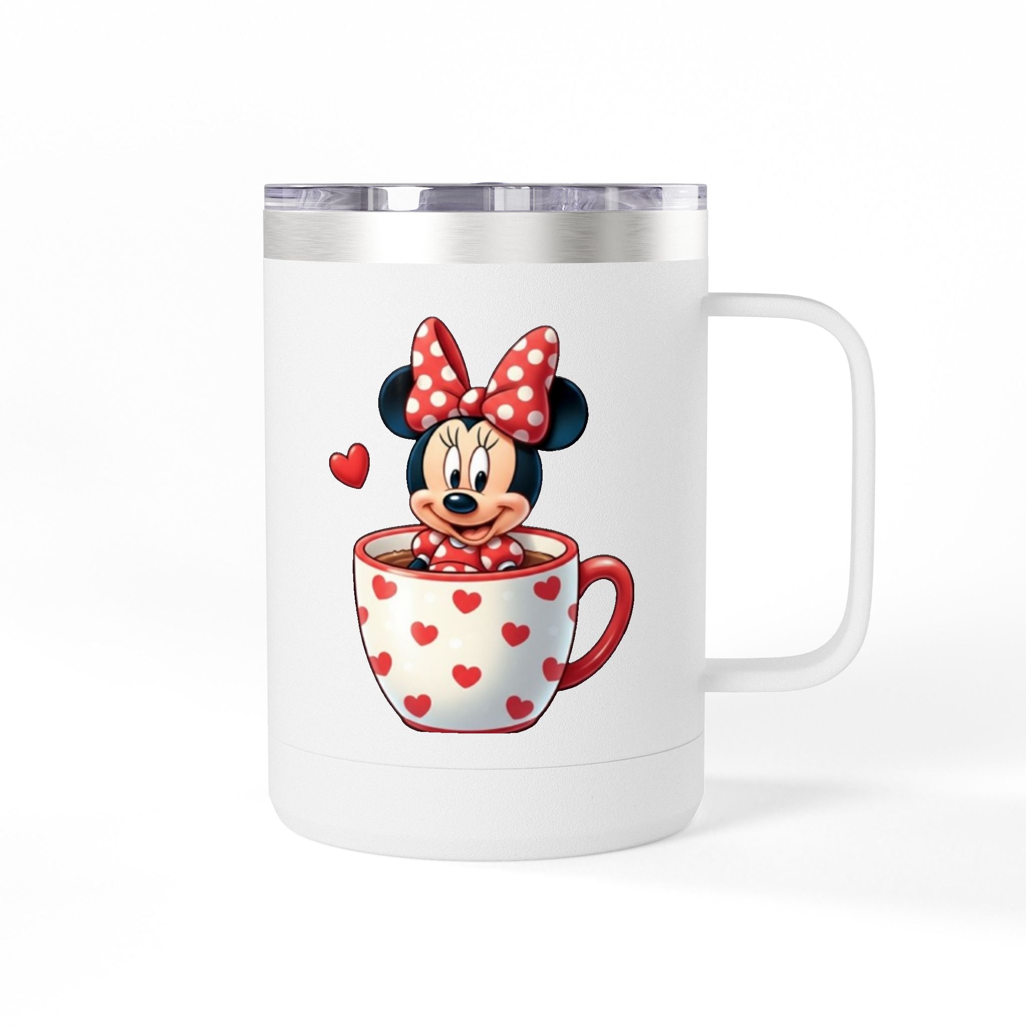 Minnie Mouse in Heart Mug Travel Tumbler - 15oz Insulated Coffee Cup