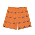 Orange Logo Beach Shorts — Men’s Elastic AOP Swim Trunks