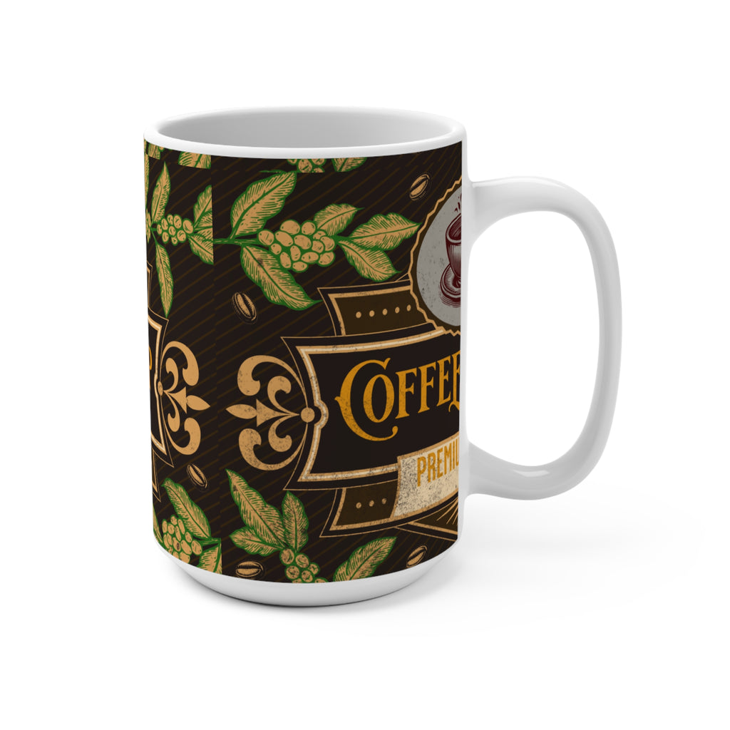 Coffee Shop 15oz Mug — Vintage Cafe Logo, Premium Quality