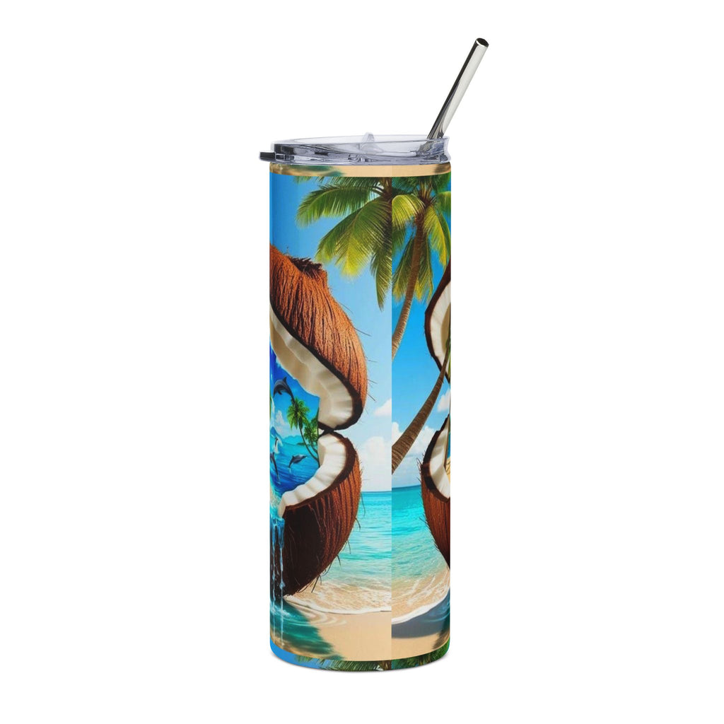 20oz Tropical Coconut Beach Tumbler — Stainless Steel Travel Cup