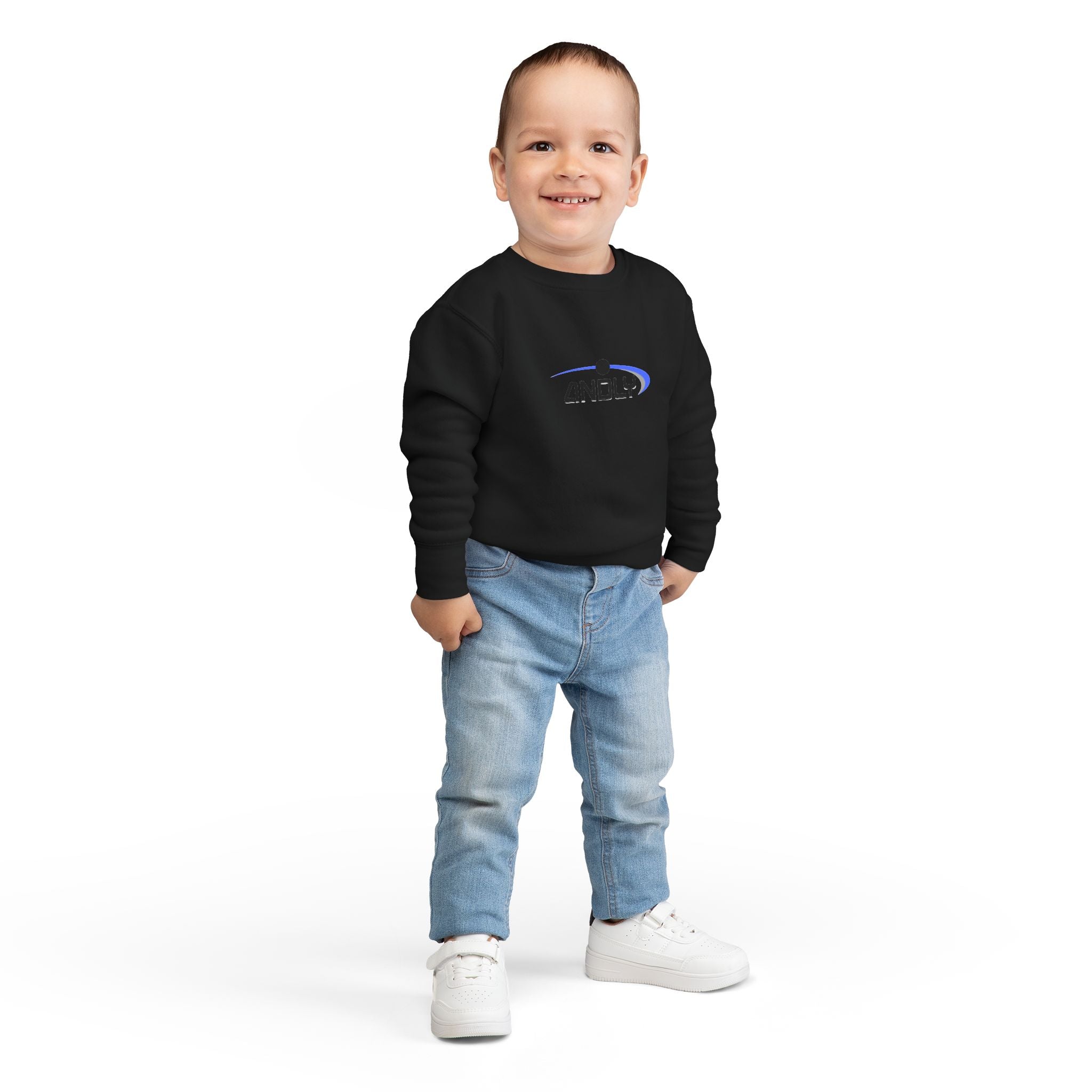 Toddler Sweatshirt - 'ANDLY' Retro Logo Kids Pullover, Cozy Neutral Crewneck