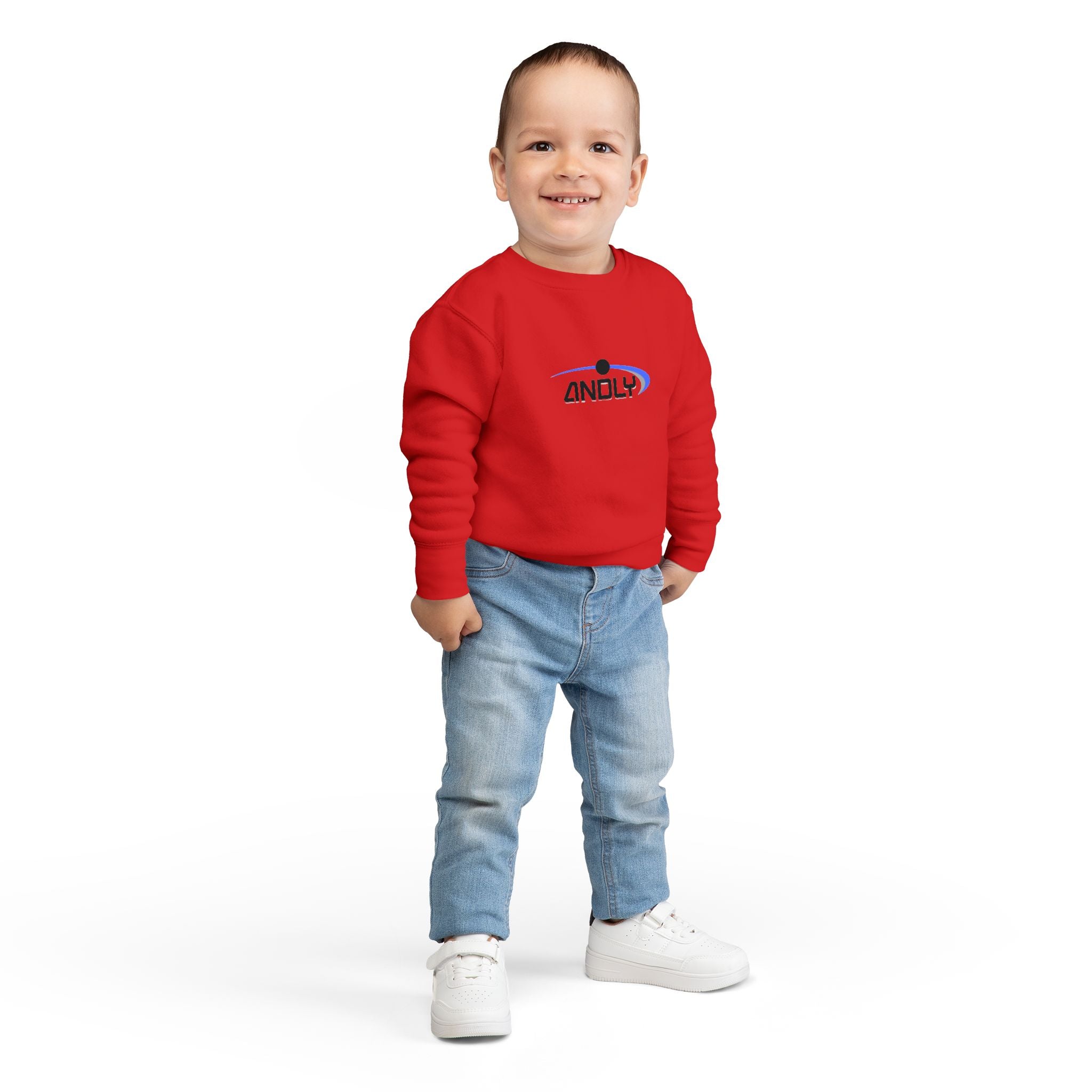 Toddler Sweatshirt - 'ANDLY' Retro Logo Kids Pullover, Cozy Neutral Crewneck