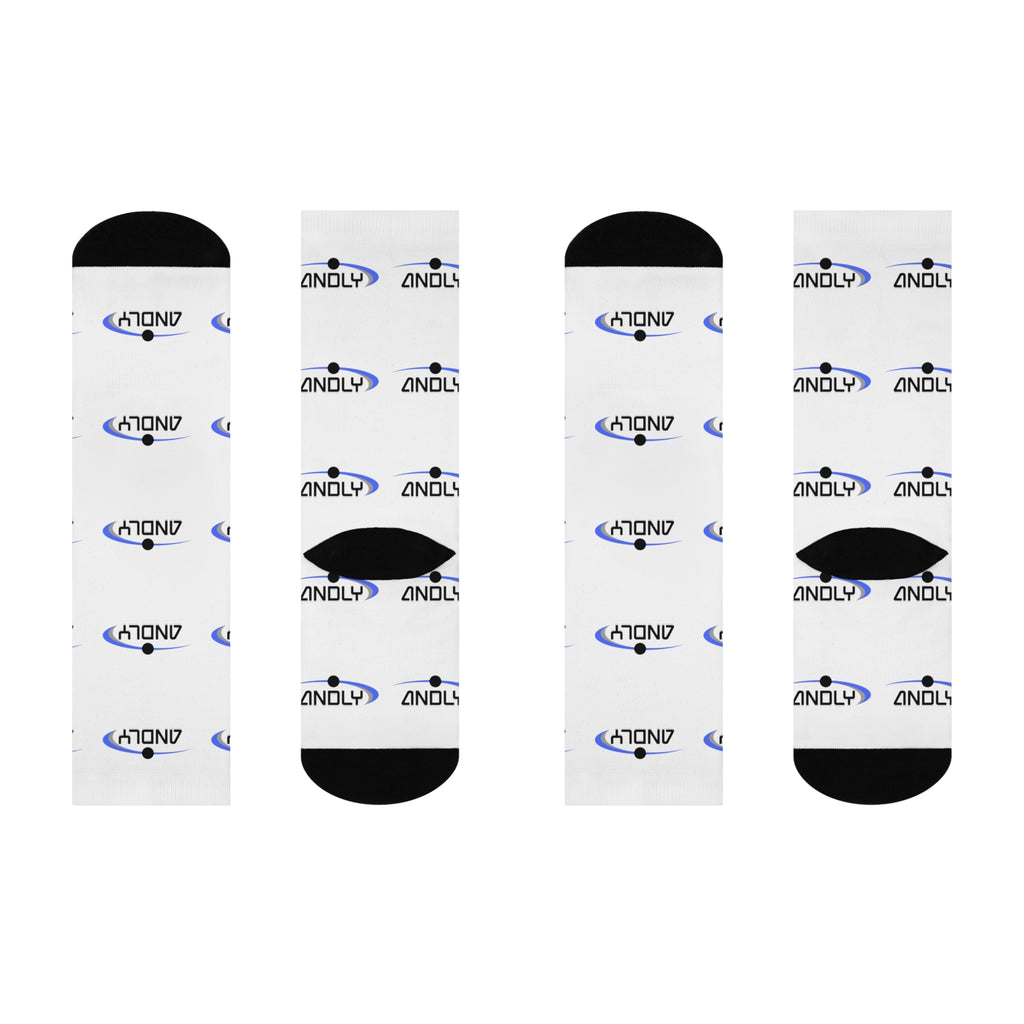 Cushioned Crew Socks — Branded Logo Pattern Comfort Socks