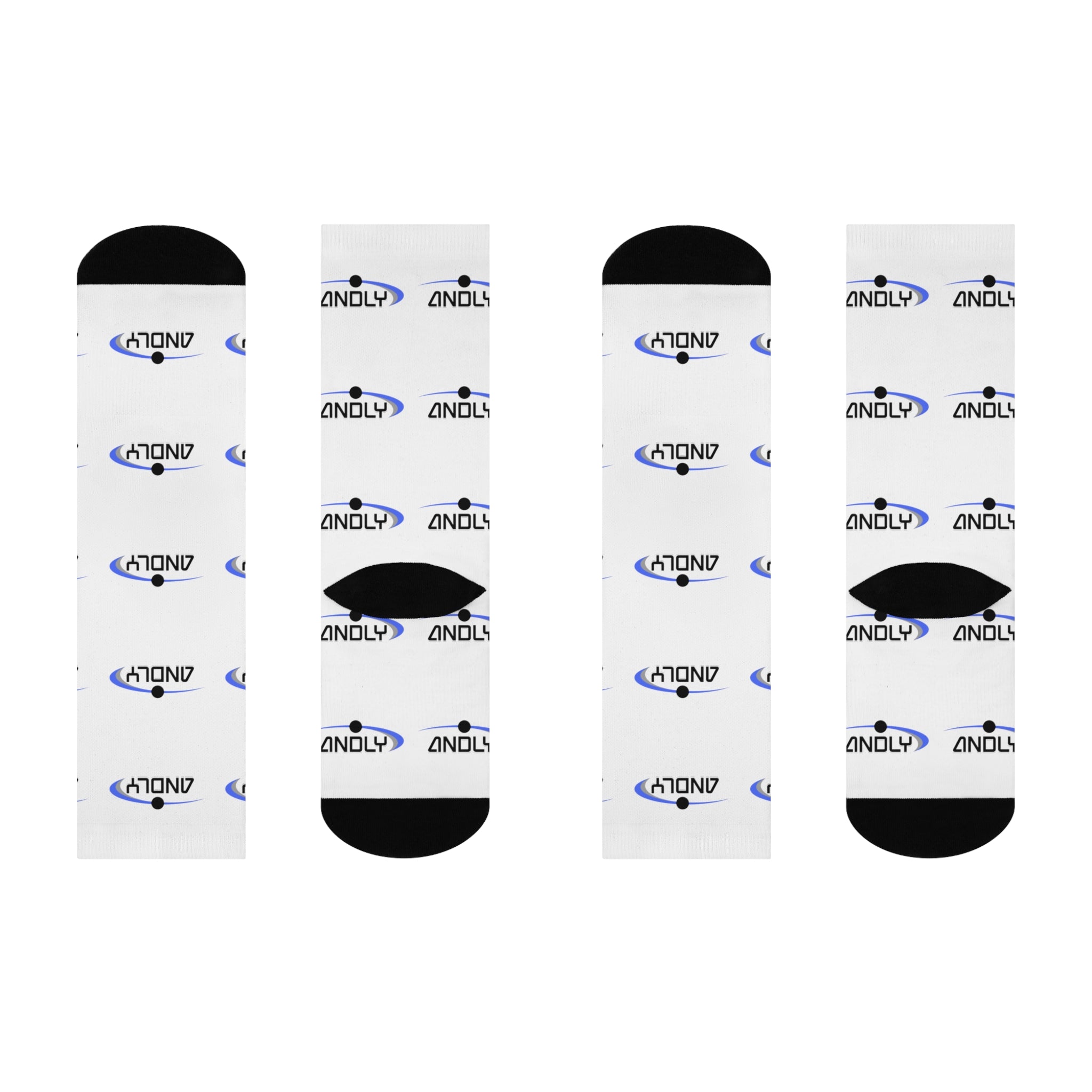 Cushioned Crew Socks — Branded Logo Pattern Comfort Socks