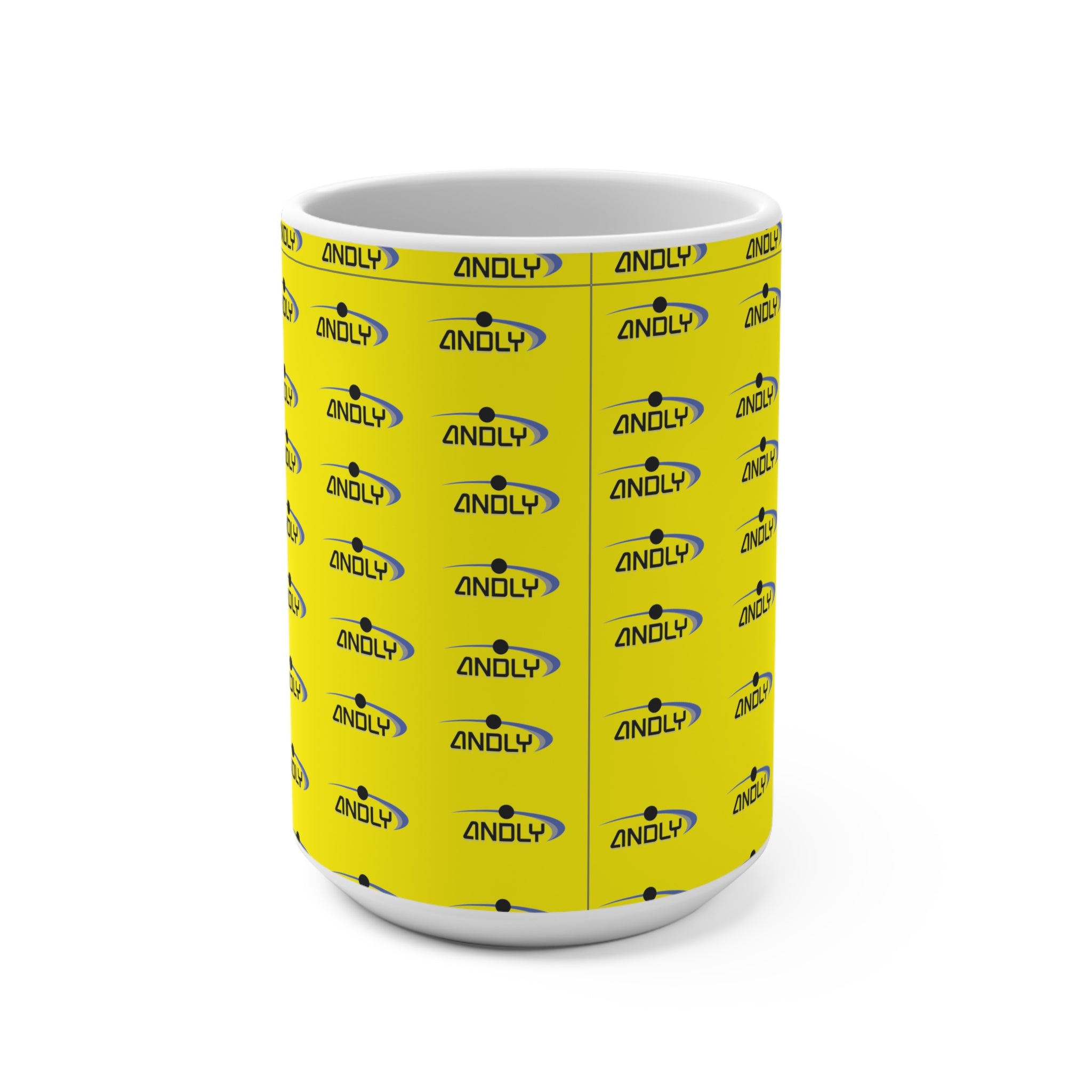 Mug — Yellow Branded Logo Pattern 15oz Coffee Cup
