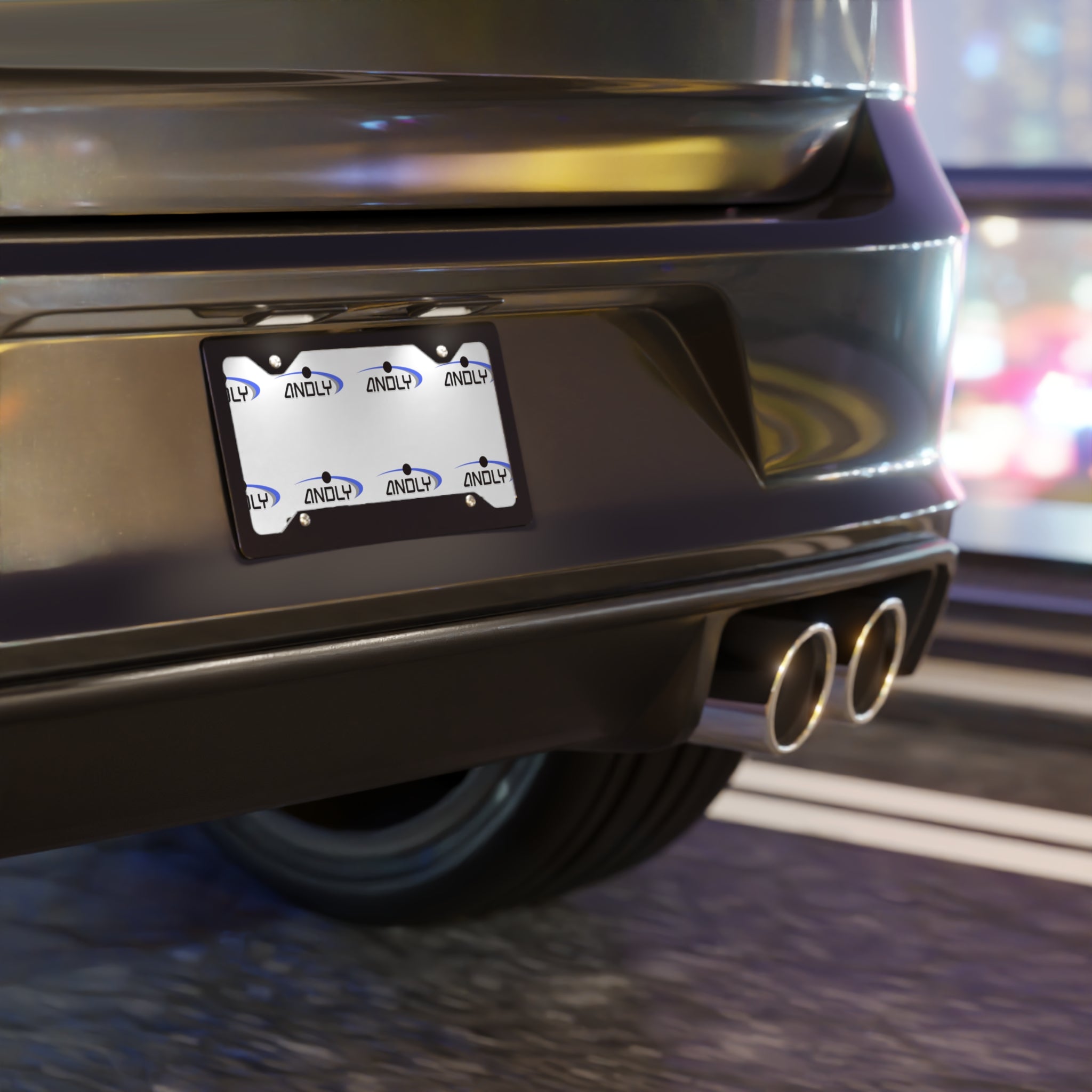 Custom Aluminum Vanity Plate — Repeating 'ANDLY' Logo Design