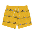 Yellow Logo Swim Trunks — All-Over Print Casual Beach Shorts