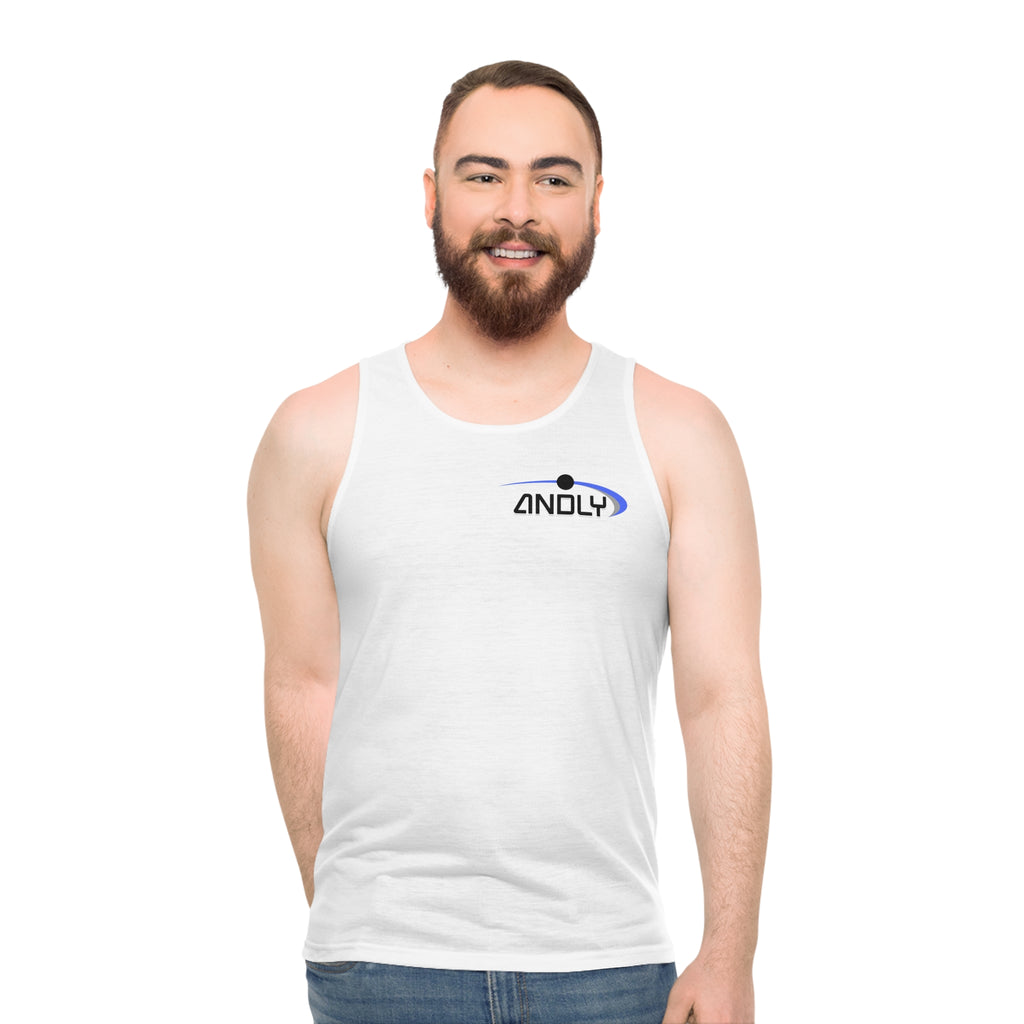 ANDLY Surf Logo Tank Top — Minimal Coastal Summer Shirt