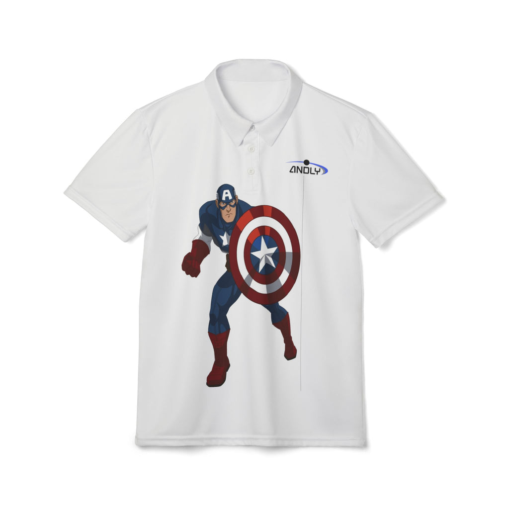 Captain Shield Polo Shirt - Graphic Superhero Print