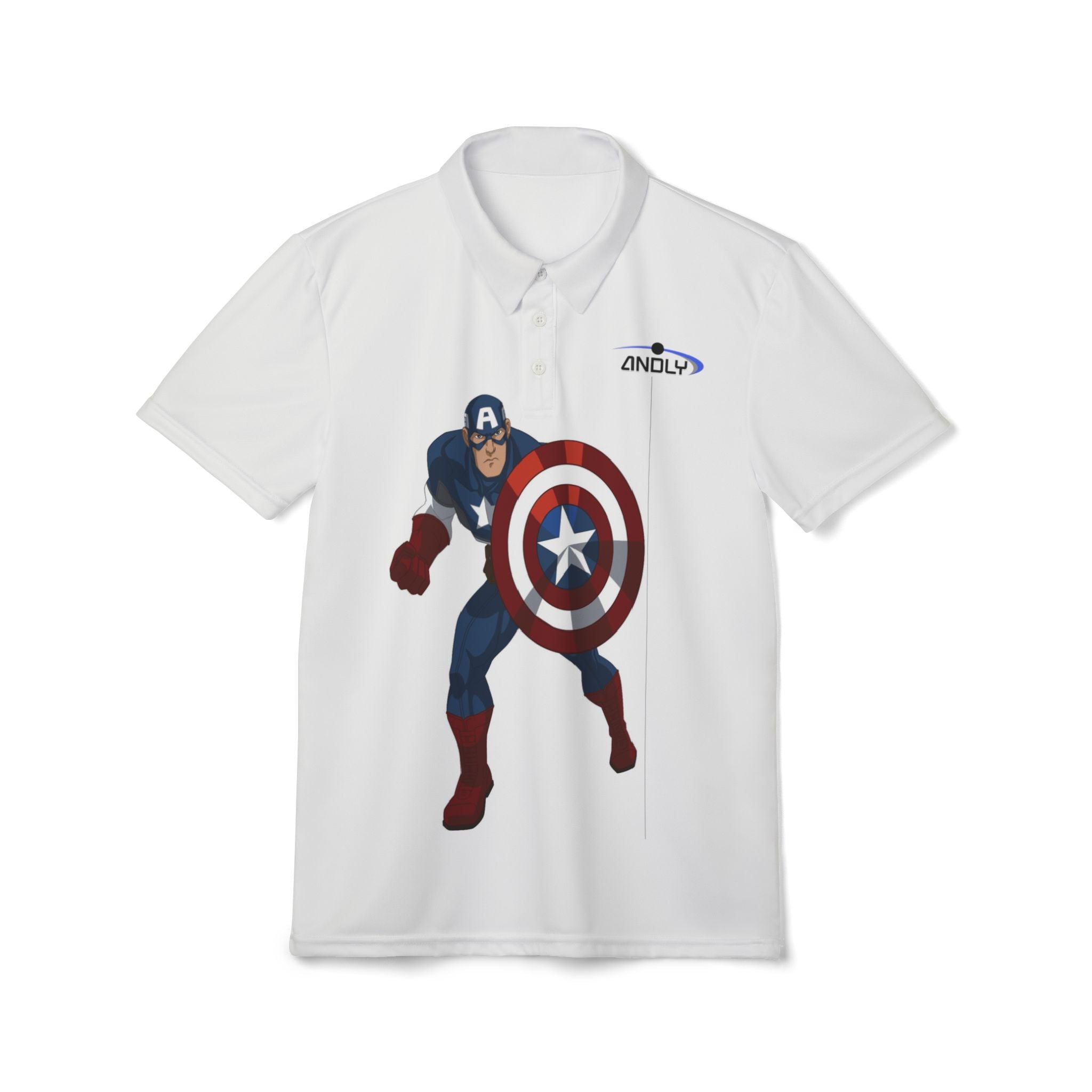 Captain Shield Polo Shirt - Graphic Superhero Print