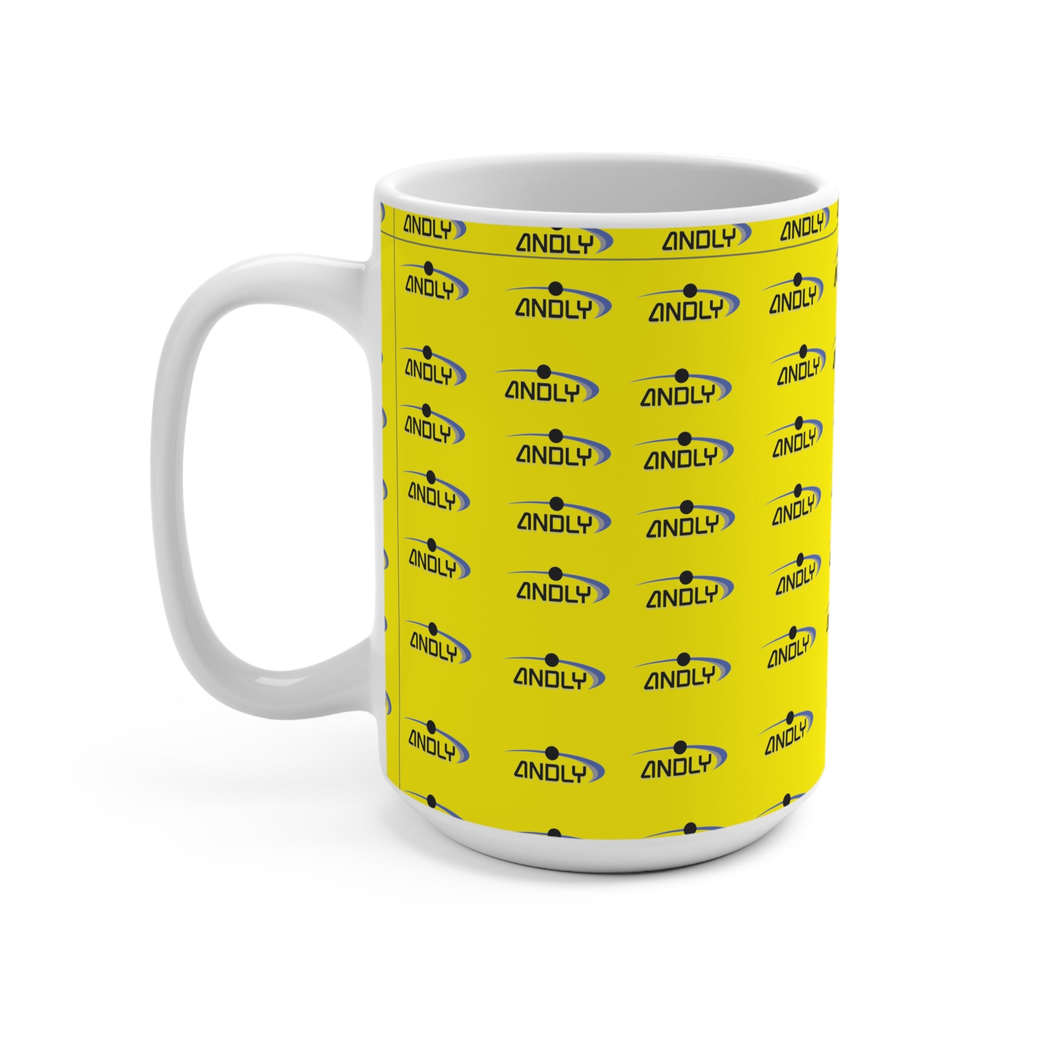 Mug — Yellow Branded Logo Pattern 15oz Coffee Cup