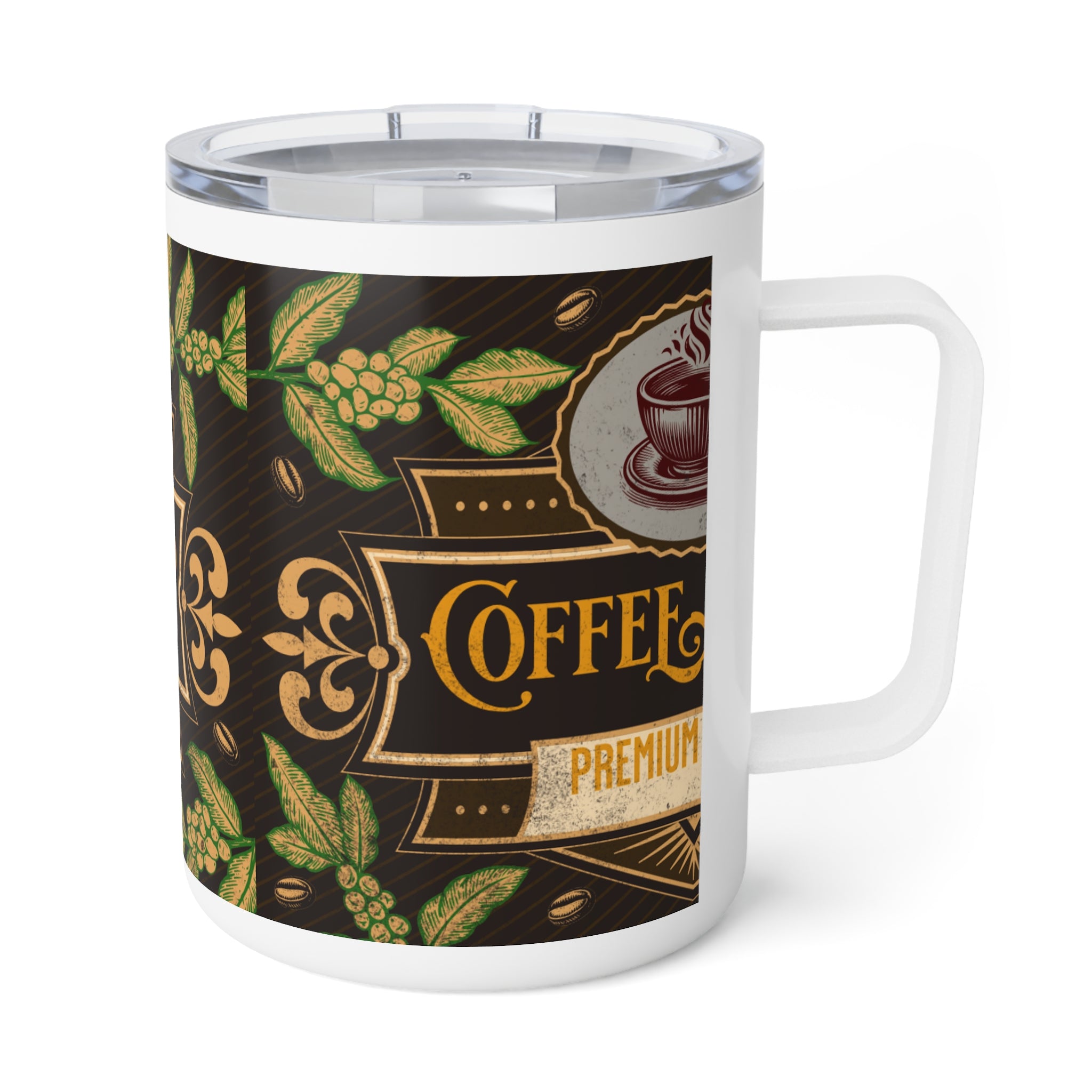 Vintage Coffee Shop Insulated Mug — 10oz Travel Cup