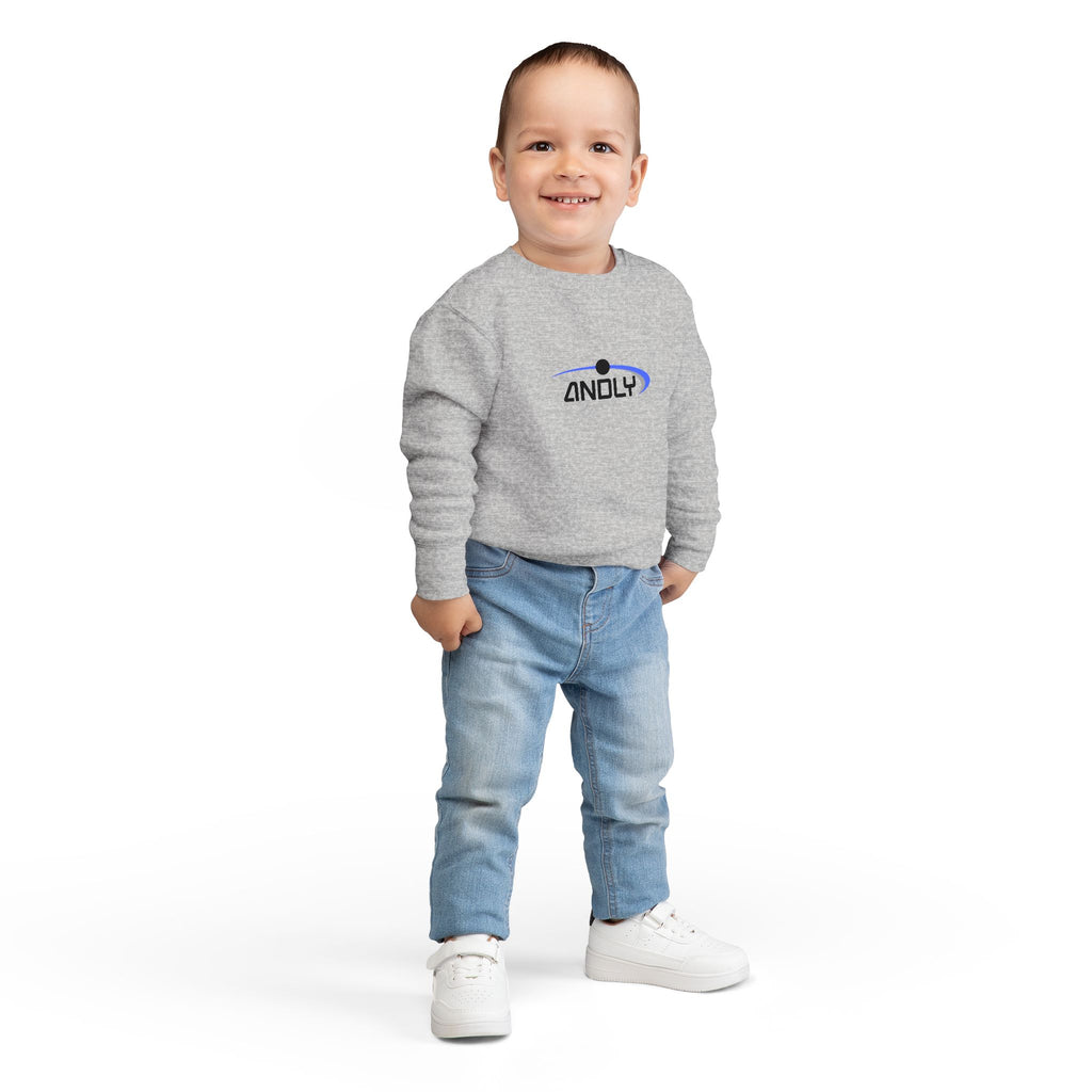 Toddler Sweatshirt - 'ANDLY' Retro Logo Kids Pullover, Cozy Neutral Crewneck