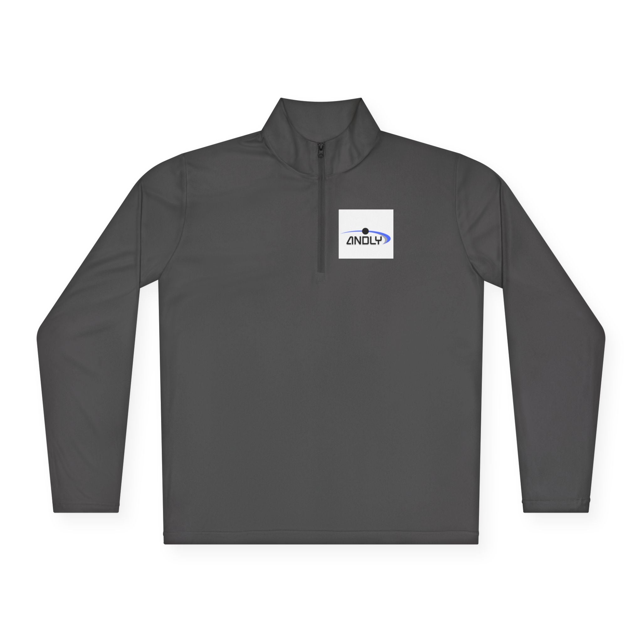 Quarter-Zip Pullover — Minimal 'ANDLY' Logo White Athletic Pullover