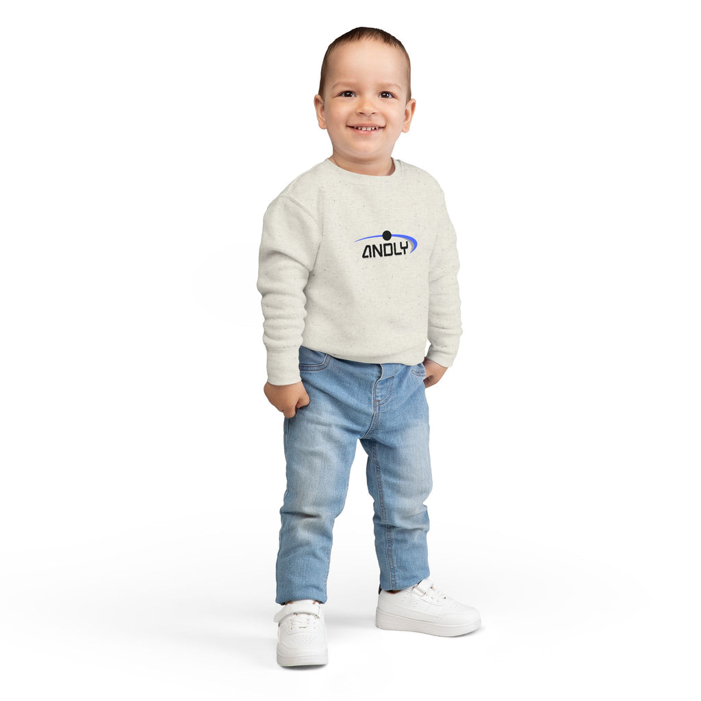 Toddler Sweatshirt - 'ANDLY' Retro Logo Kids Pullover, Cozy Neutral Crewneck