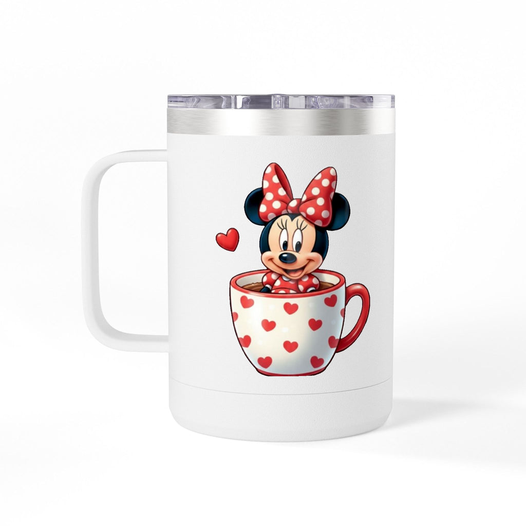 Minnie Mouse in Heart Mug Travel Tumbler - 15oz Insulated Coffee Cup