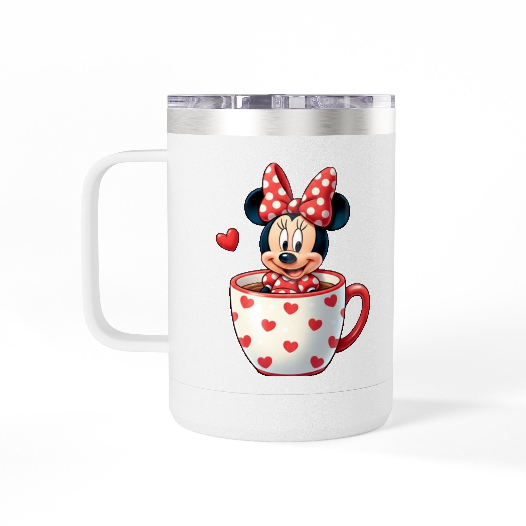 Minnie Mouse in Heart Mug Travel Tumbler - 15oz Insulated Coffee Cup