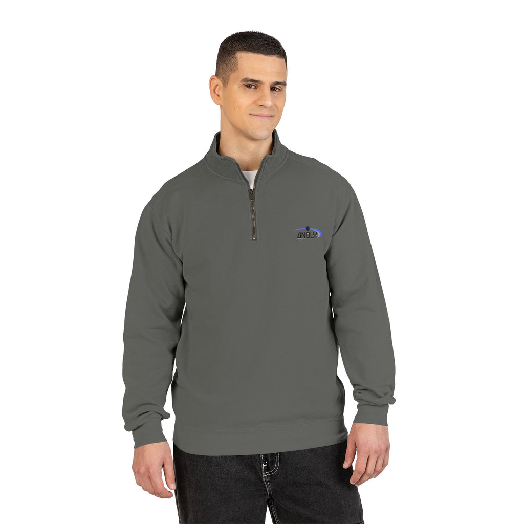 Quarter-Zip Sweatshirt — Minimal 'Andluv' Logo Pullover