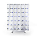 Andly Logo Shower Curtain — Modern White & Blue Branded Bathroom Decor