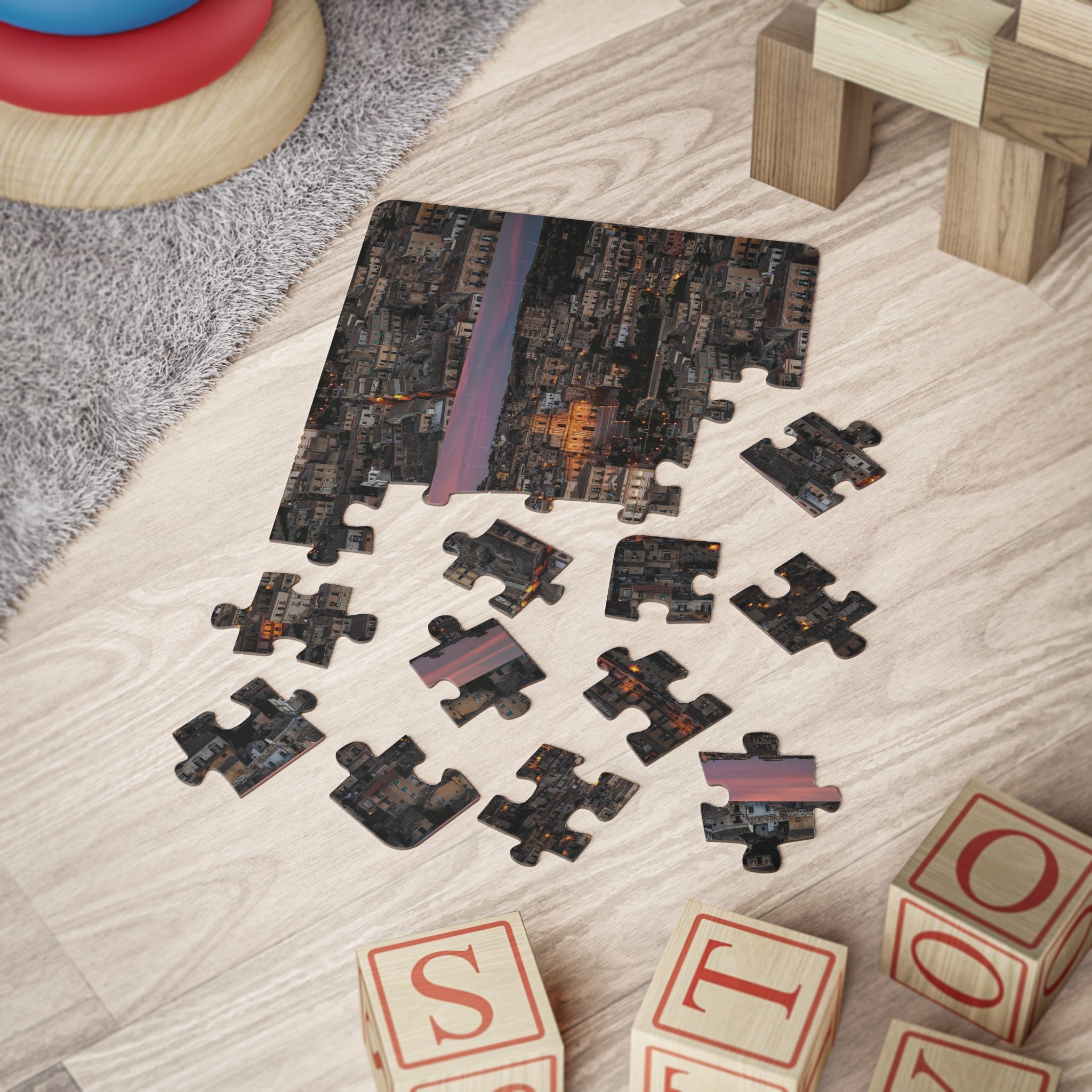 Cityscape Sunset Kids Puzzle – 30-Piece Urban Evening Jigsaw