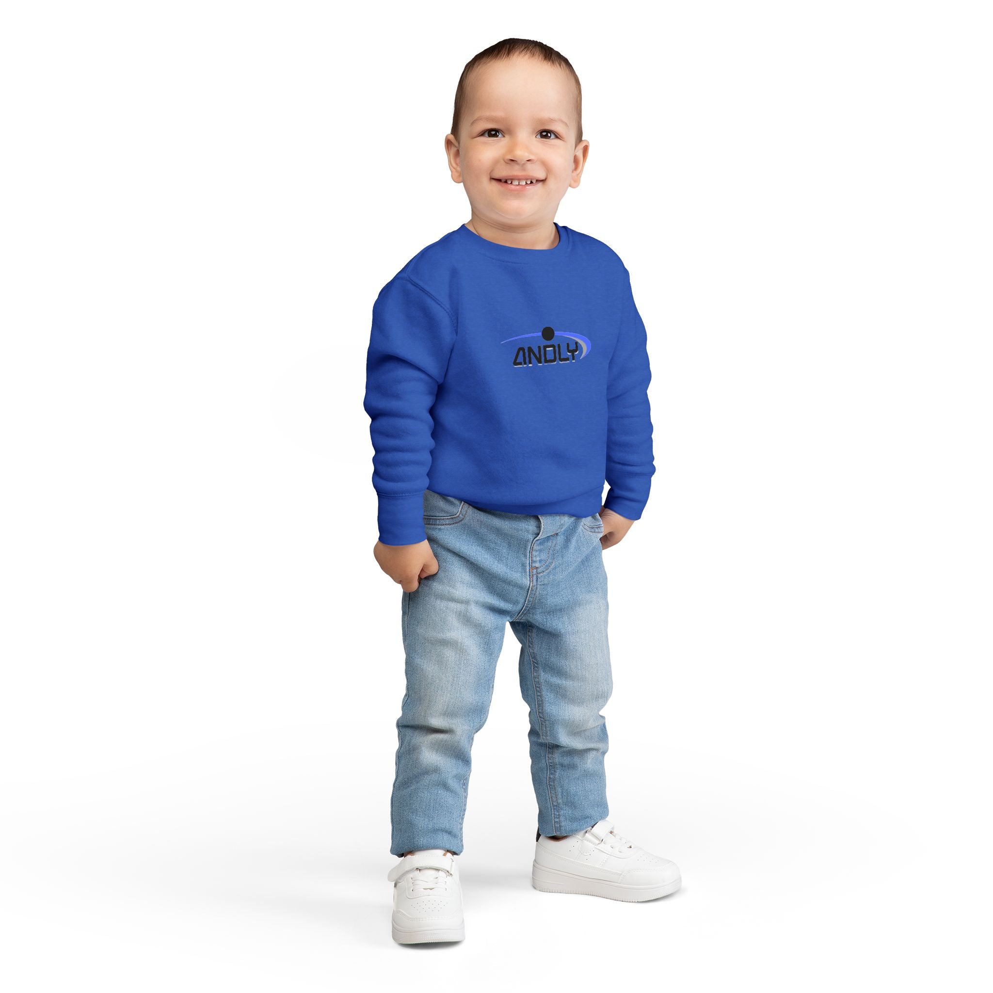 Toddler Sweatshirt - 'ANDLY' Retro Logo Kids Pullover, Cozy Neutral Crewneck