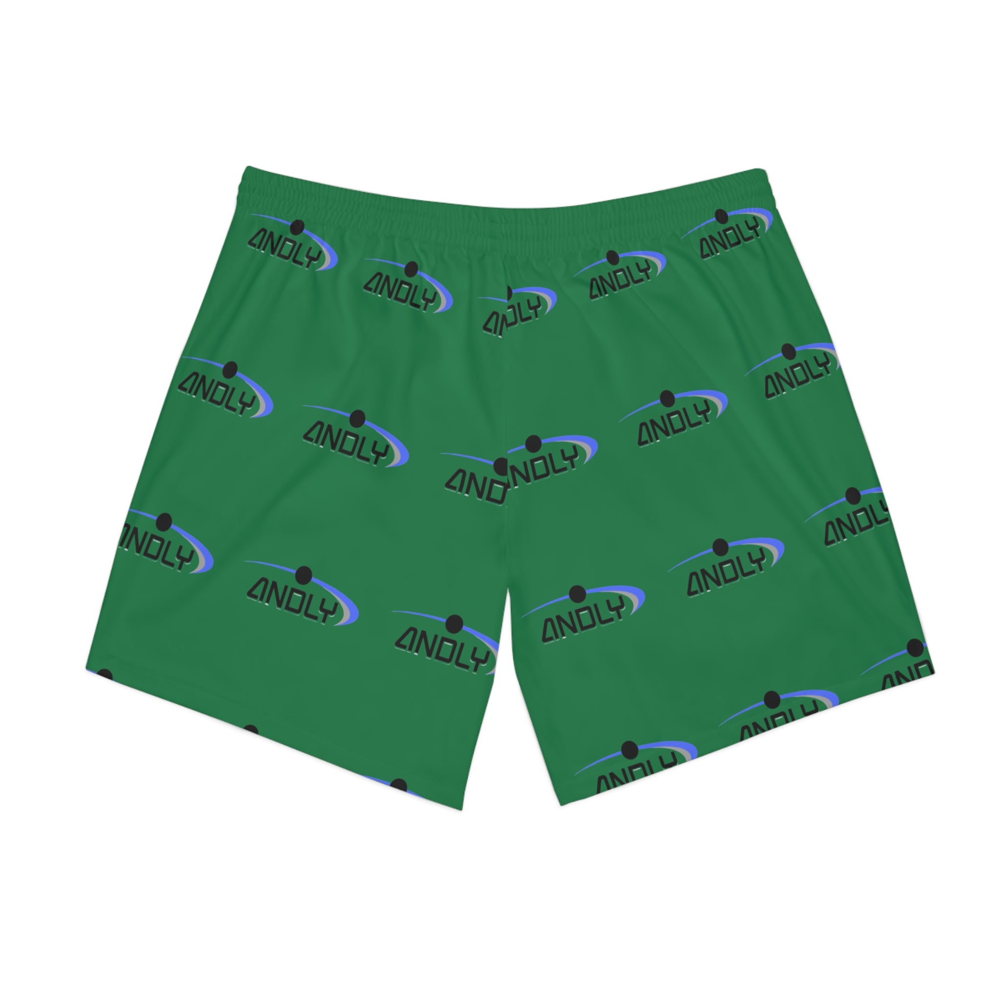 Green Logo Beach Shorts - All-Over Print Men's Swim Trunks