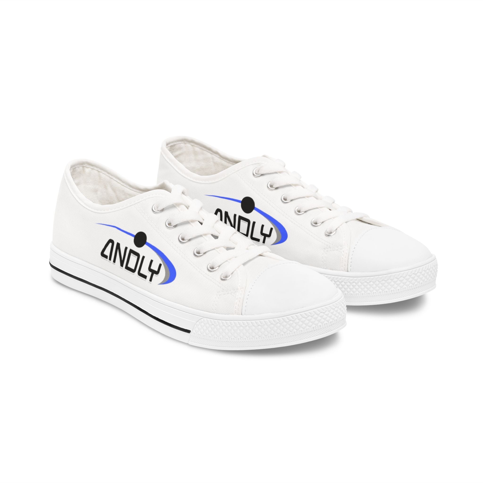 Low Top Sneakers — White "ANOLY" Logo Casual Canvas Shoes
