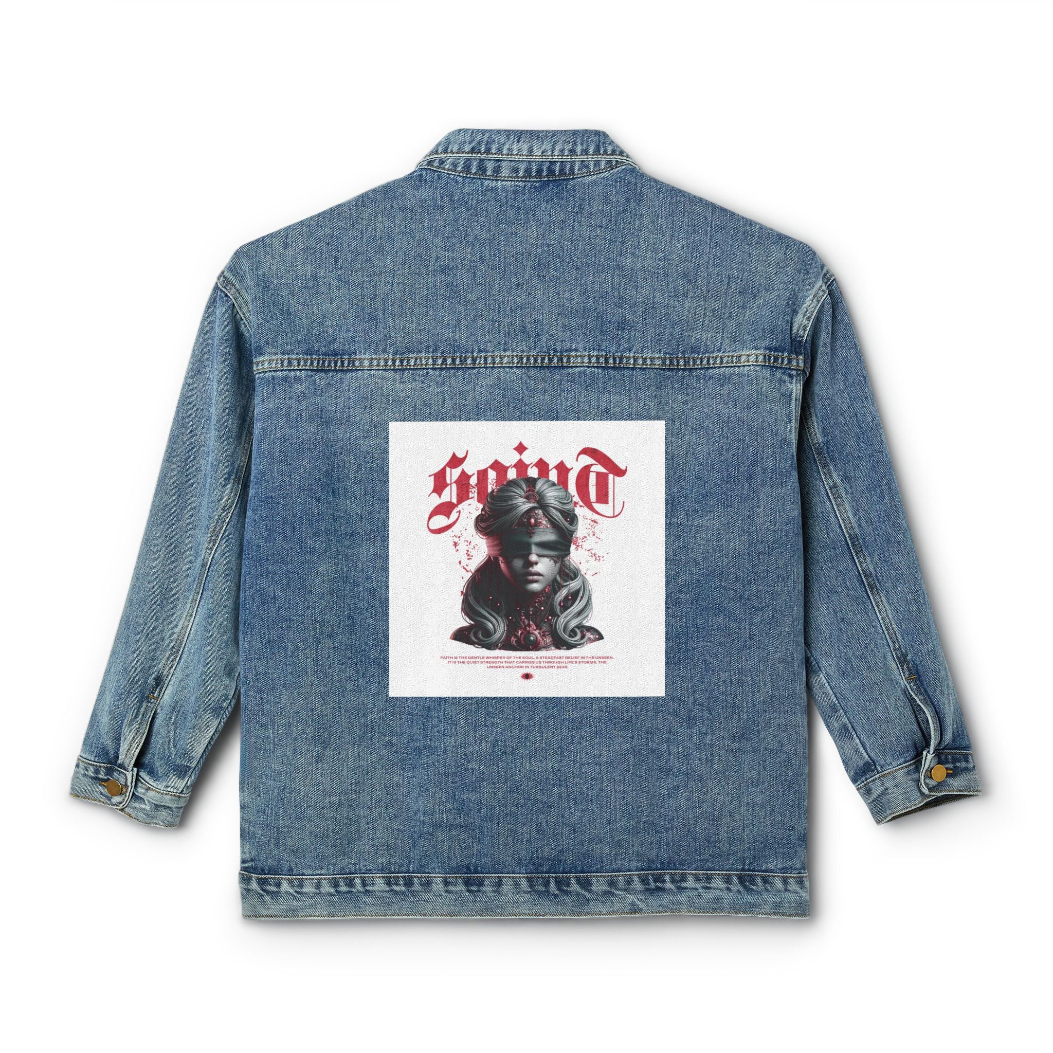 Denim Jacket — 'Spirit' Vintage Gothic Back Print Women's Denim Jacket