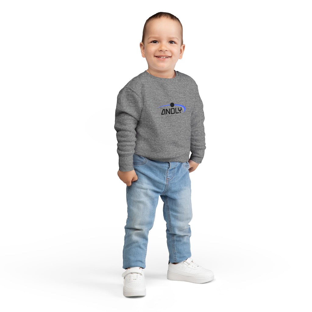 Toddler Sweatshirt - 'ANDLY' Retro Logo Kids Pullover, Cozy Neutral Crewneck