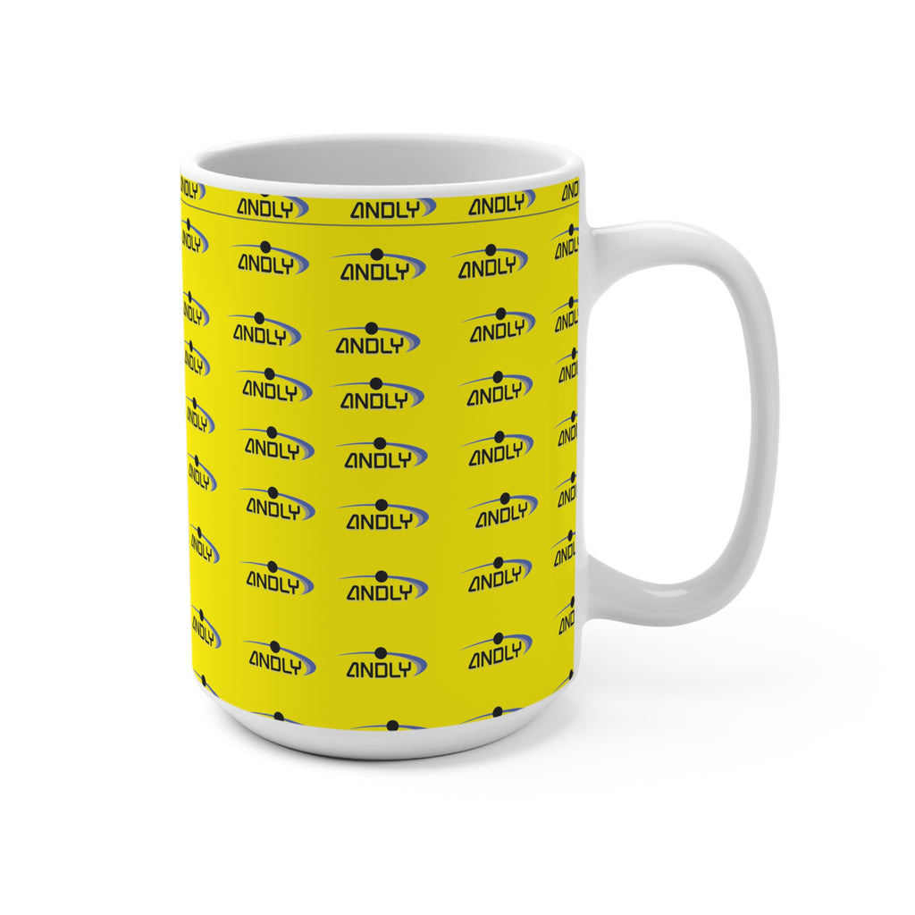 Mug — Yellow Branded Logo Pattern 15oz Coffee Cup