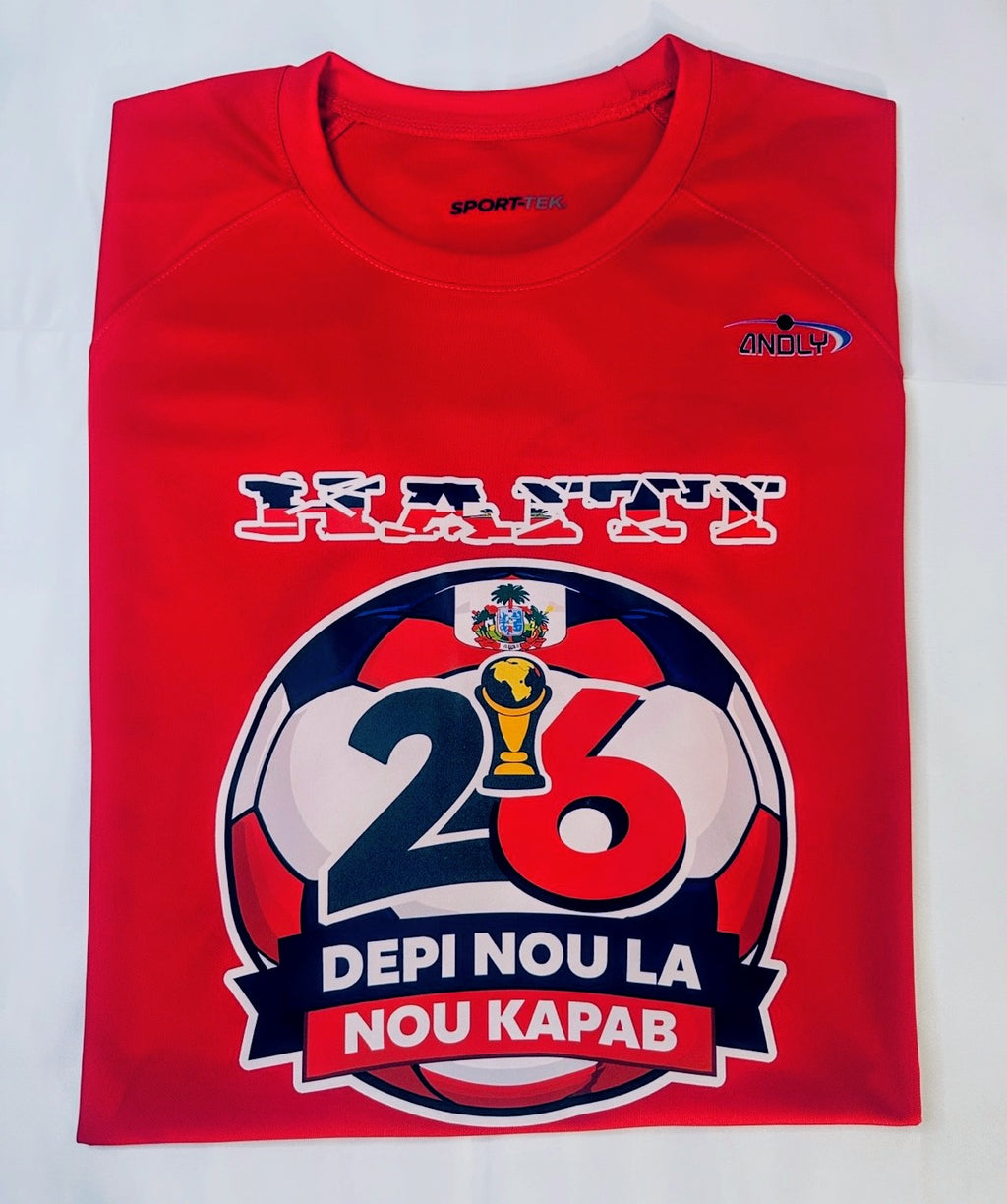 Haiti 26  Fan Performance T-Shirt – Depi Nou La Nou Kapab | ANDLY